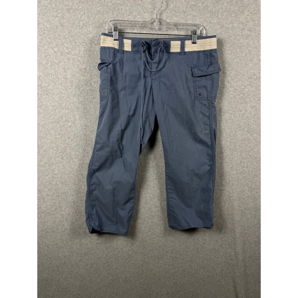 Old Navy Cargo Pants Womens 8 Blue Royal Surf Ripstop Cropped Drawstring